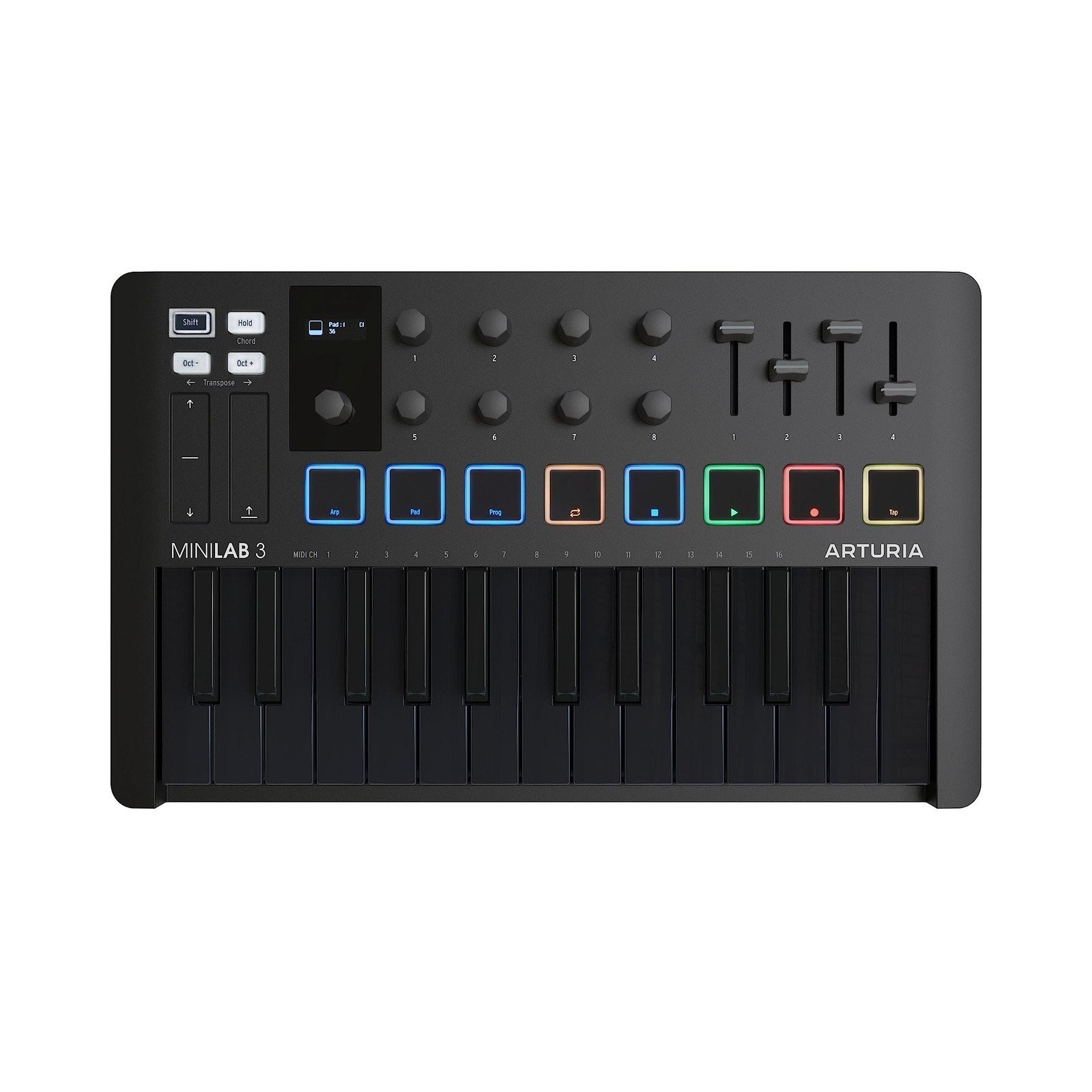 Arturia MiniLab 3, 25 Slim-Key USB-C Midi Controller with 5-Year Warranty, 8...