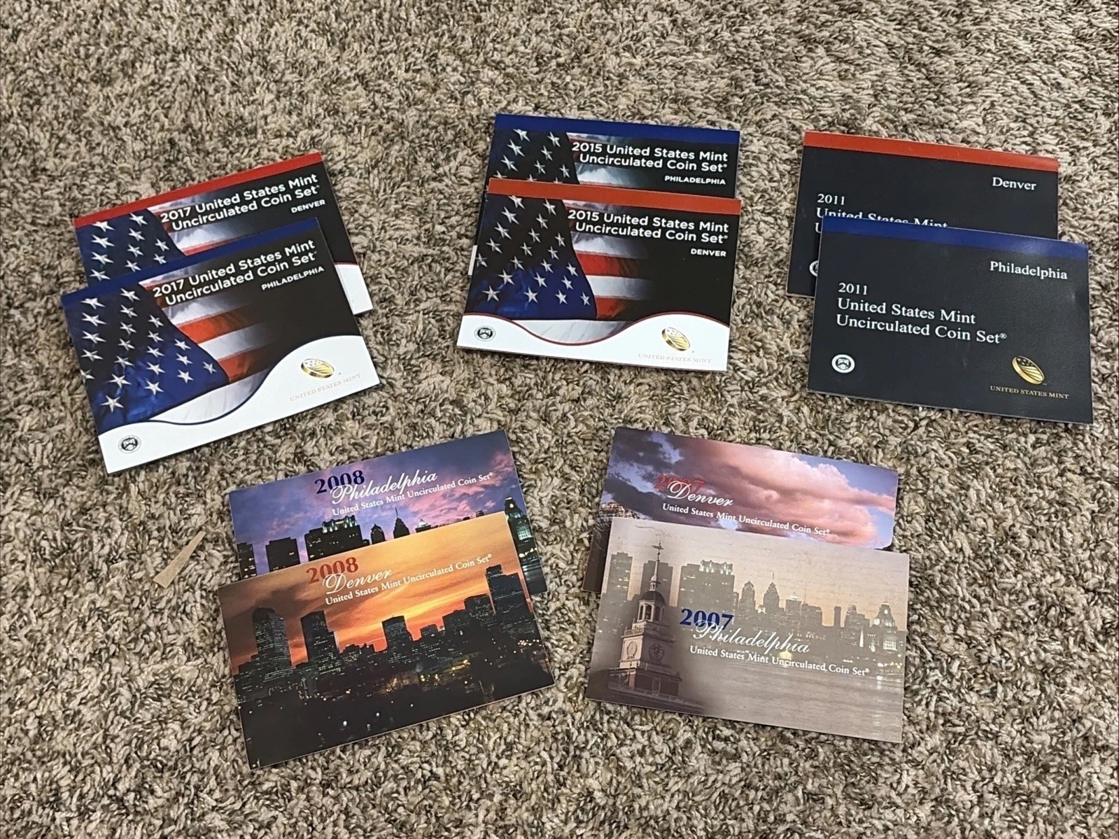 Lot Of U.S Mint Sets OGP COA 2007, 2008, 2011, 2015, 2017 Bulk Dealer Coin Group
