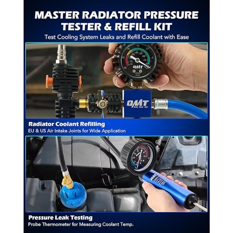 Motor Tech Coolant Pressure Tester Kit, 31pc Master Coolant Vacuum Refill Kit
