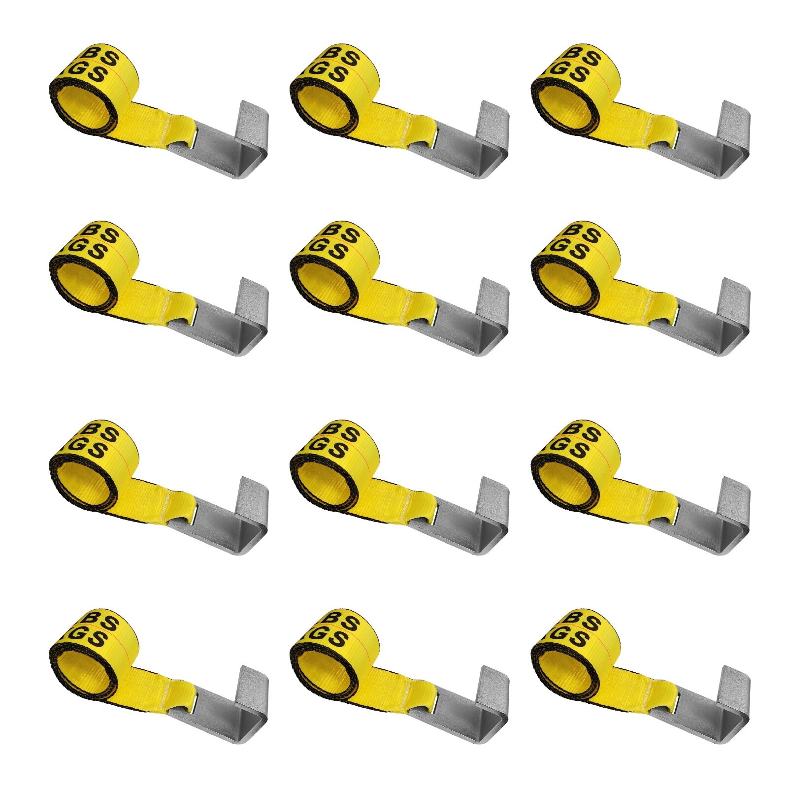 12 Pack 4" x 5' Roll Off Container Winch Strap for Cargo Securement Construction
