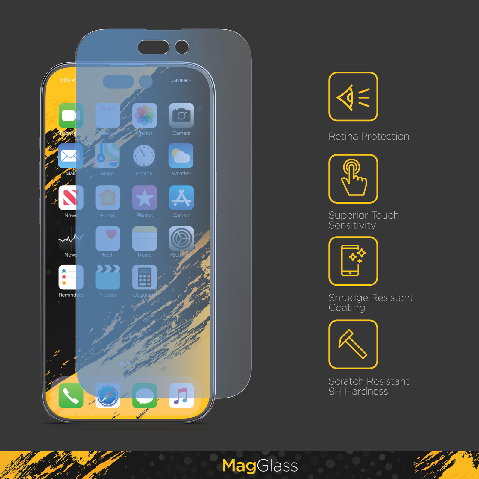 iPhone 15 Pro Screen Protector Blue Light Blocking, Tempered Glass Screen Guard