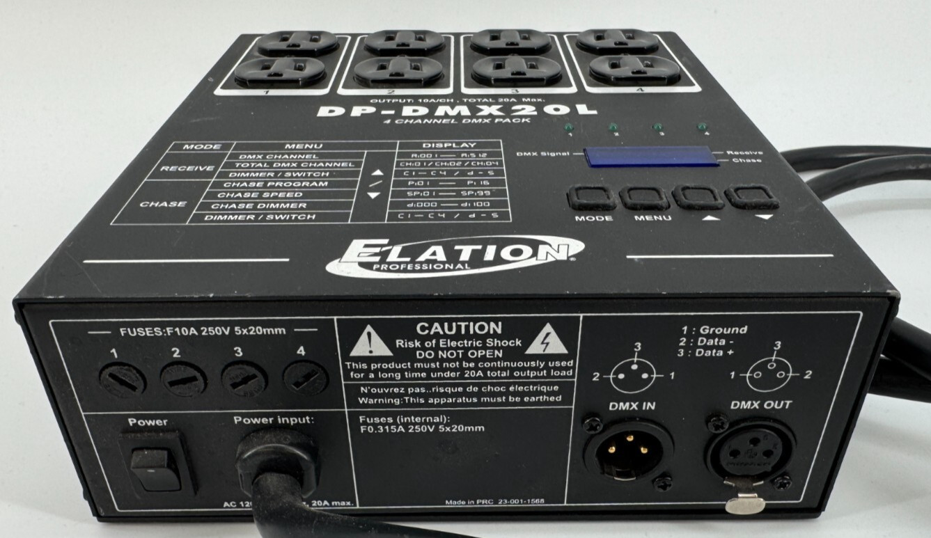 Elation Professional DP-DMX20L 4 Channel DMX Power Pack