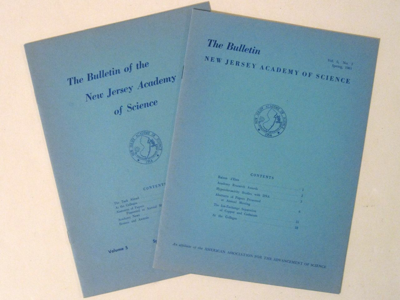 Two Vintage New Jersey ACADEMY of SCIENCE Bulletins! Rare 1960 & 1961 Booklets!