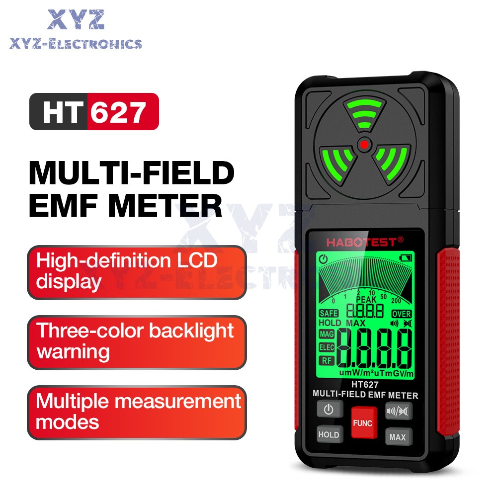 HABOTEST HT627 3 in 1 EMF Meter Electromagnetic Radiation Tester Detector RF MF