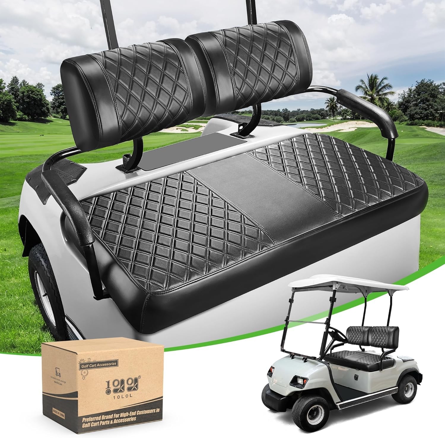 10L0L Golf Cart Vinyl Leather Seat Cover for Yamaha G22，Waterproof and Sun Res