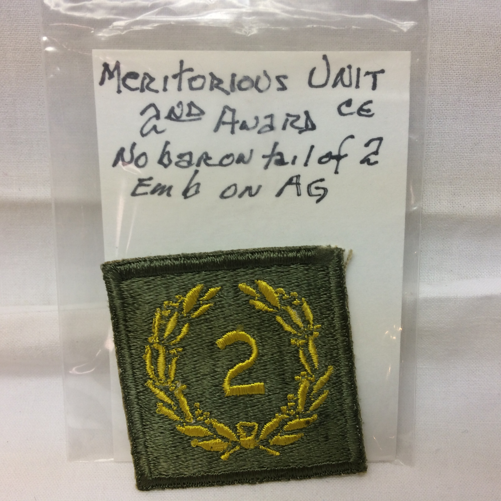 Vintage Military Patch Army Meritorious Unit Award 2 Olive Variant 2nd