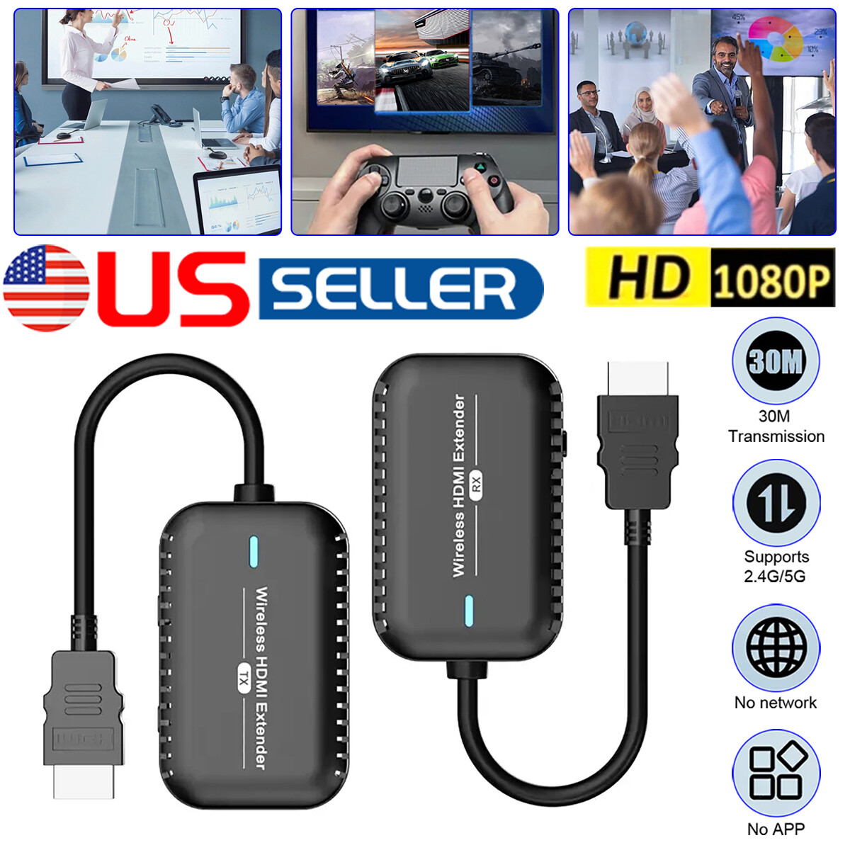60Hz 1080P HDMI Wireless Extender Video Transmitter and Receiver Kit Long Range