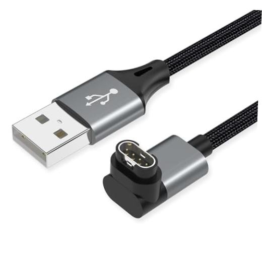 2 Pack 3.3ft Charger for Garmin Watch, L-Shape 3.3ft+3.3ft Dark Gray L Shape