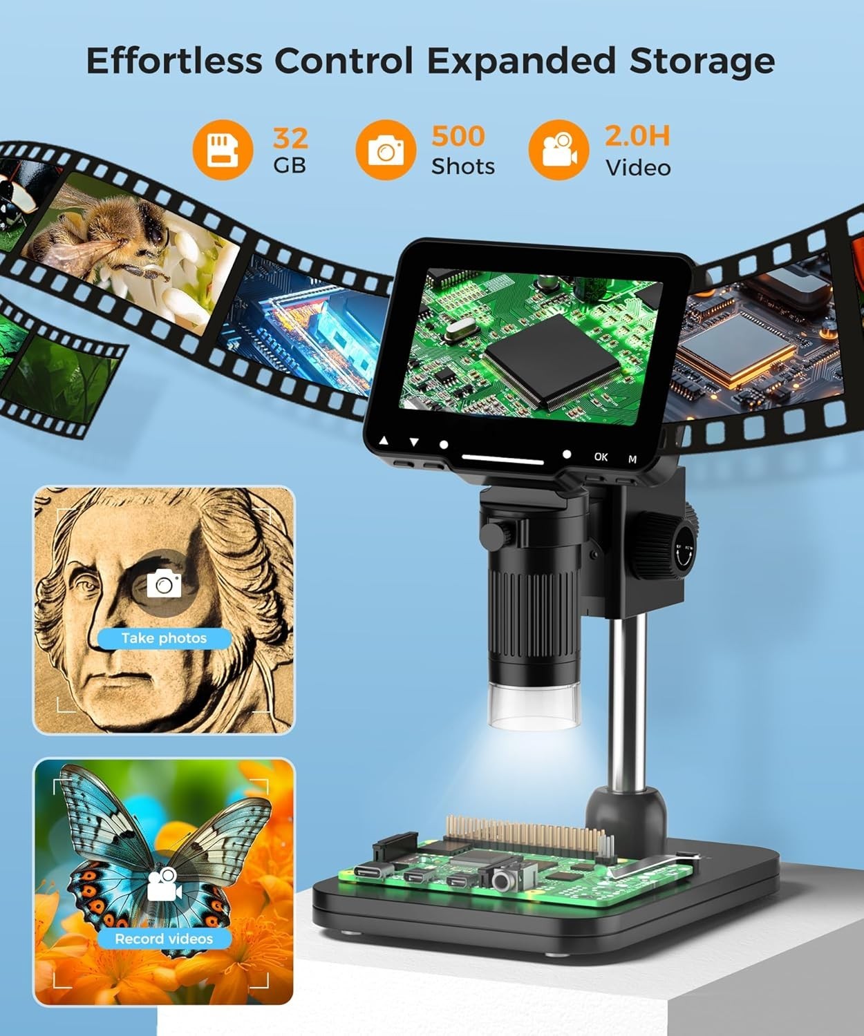 LCD Digital Microscope,4.3 Inch 1080P 10 Megapixels,10MP Camera Video Recorde...