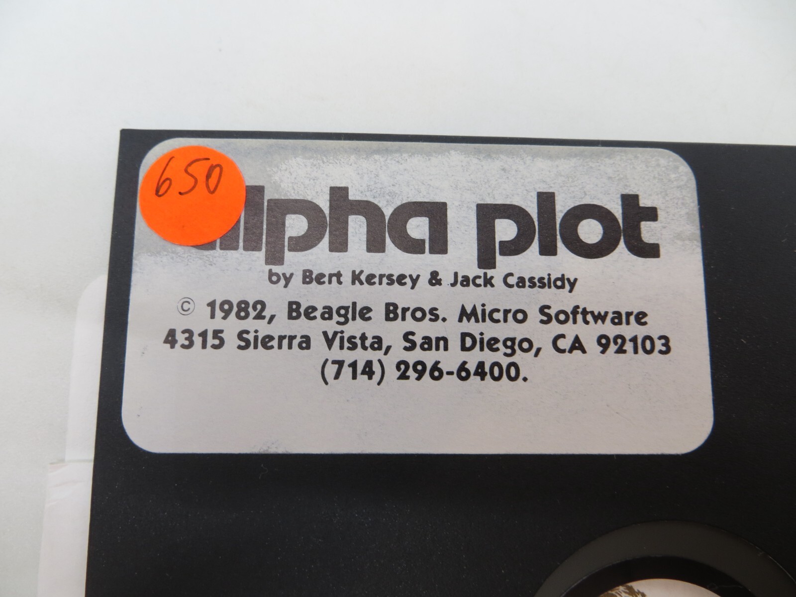 1982 APPLE COMPUTER Software 5.25" Floppy Disk ALPHA PLOT Beagle Bros