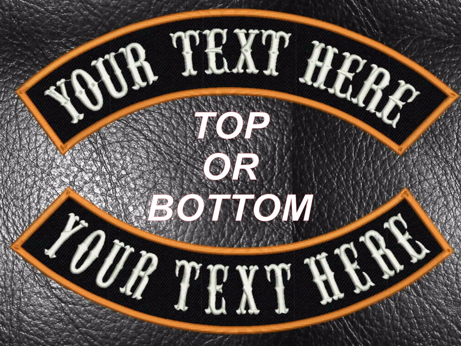 CUSTOM EMBROIDERED ROCKER PATCHES 13" MC TOP OR BOTTOM MOTORCYCLE CUT BIKER USA