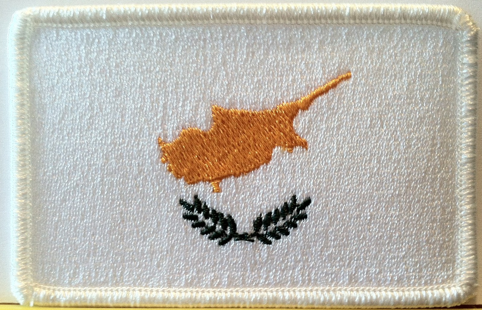 Cyprus Flag Embroidery BIKER Iron-On Patch Cypriot Emblem White Border