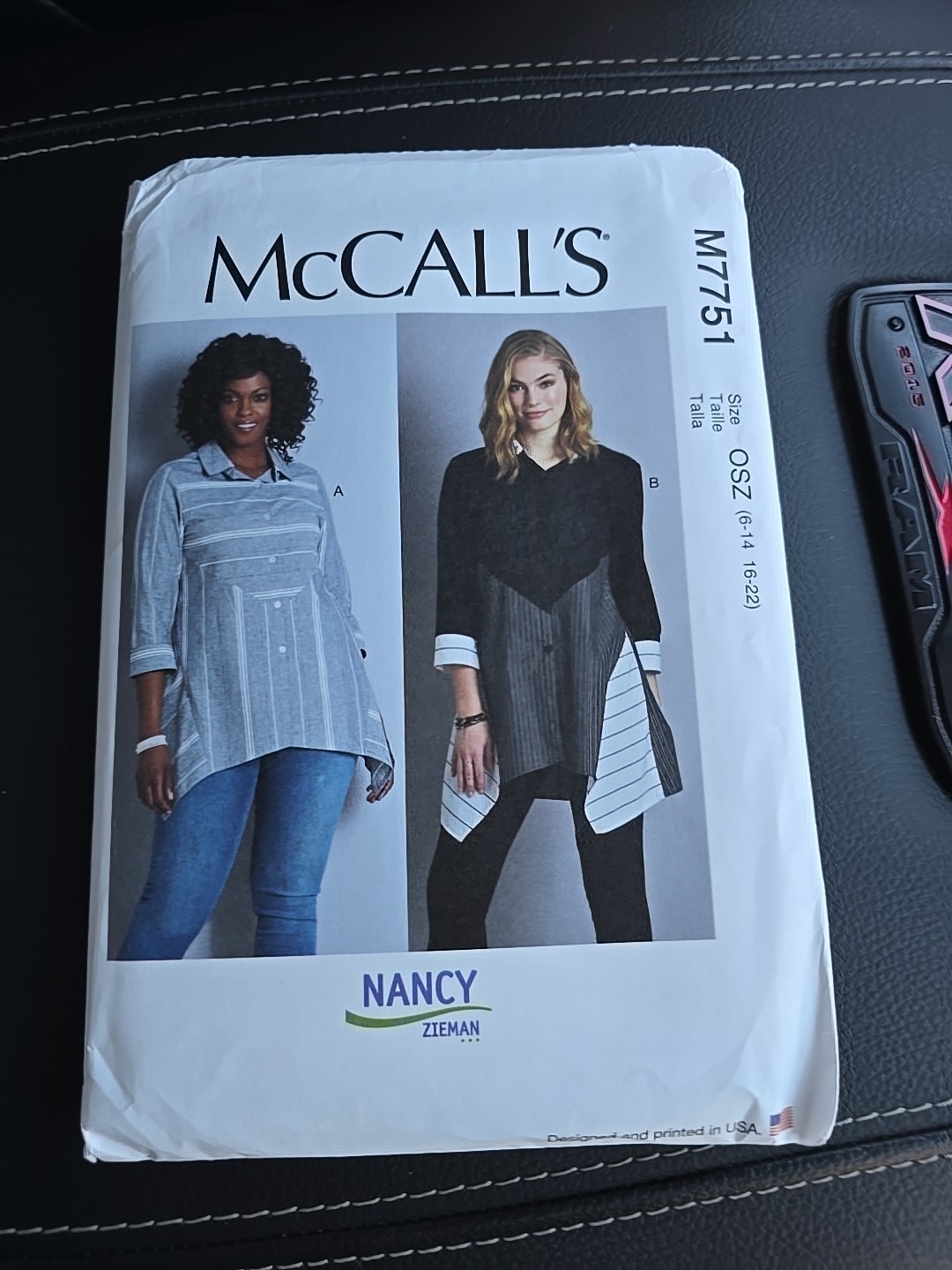 7751 McCall Sz 6-22 Loose Long Button Shirt Handkerchief Hem Yoke Plus Pattern
