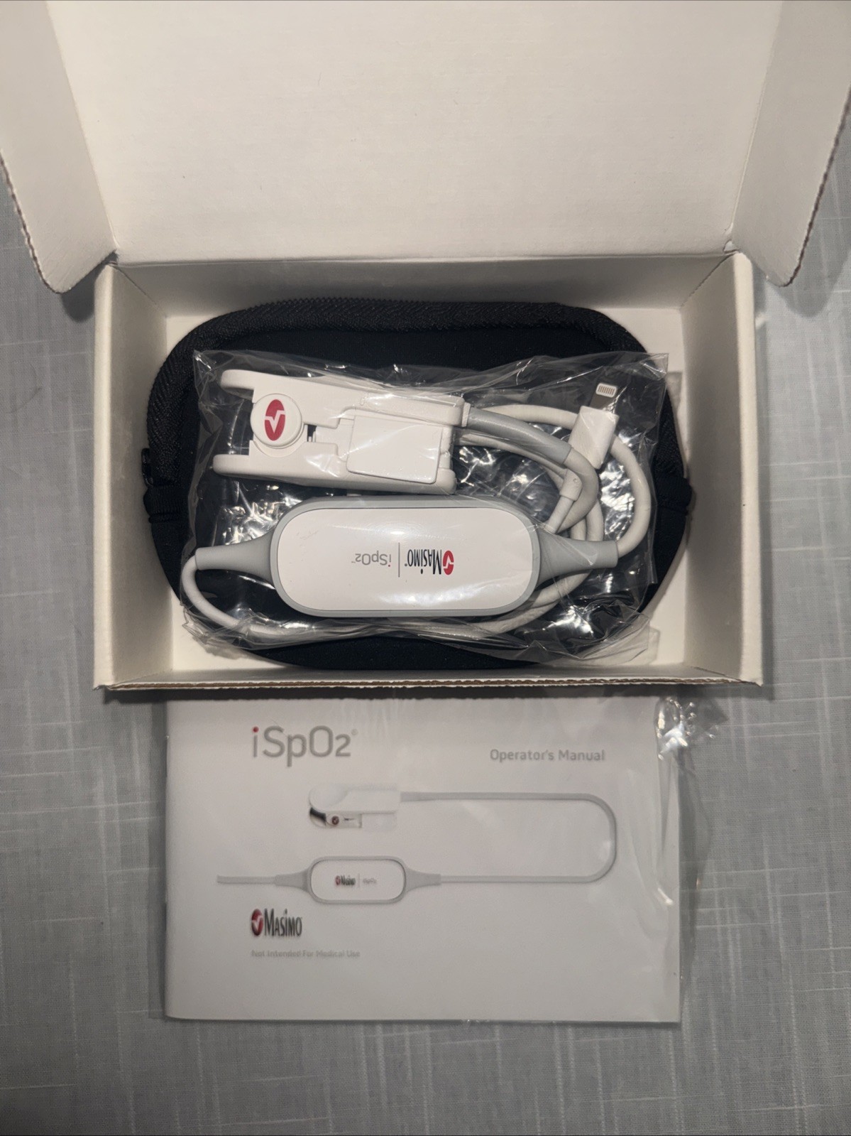 iSpO2 Pulse Oximeter w Lightning Connector for iPhone Device - Large Sensor