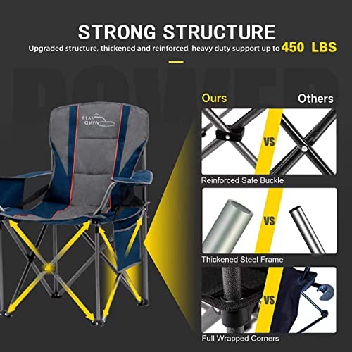 Oversized Fully Padded Camping Chair with Lumbar Support, Single Pack Blue