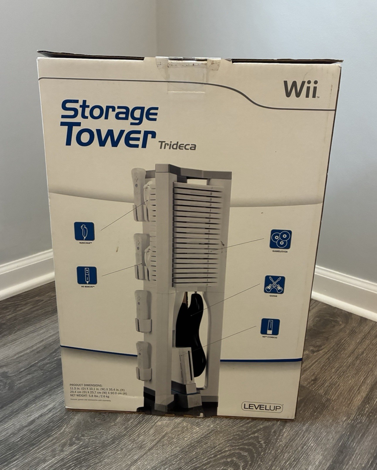 LEVELUP Storage Tower Trideca for Nintendo Wii Organizer Ventilated White/Blue