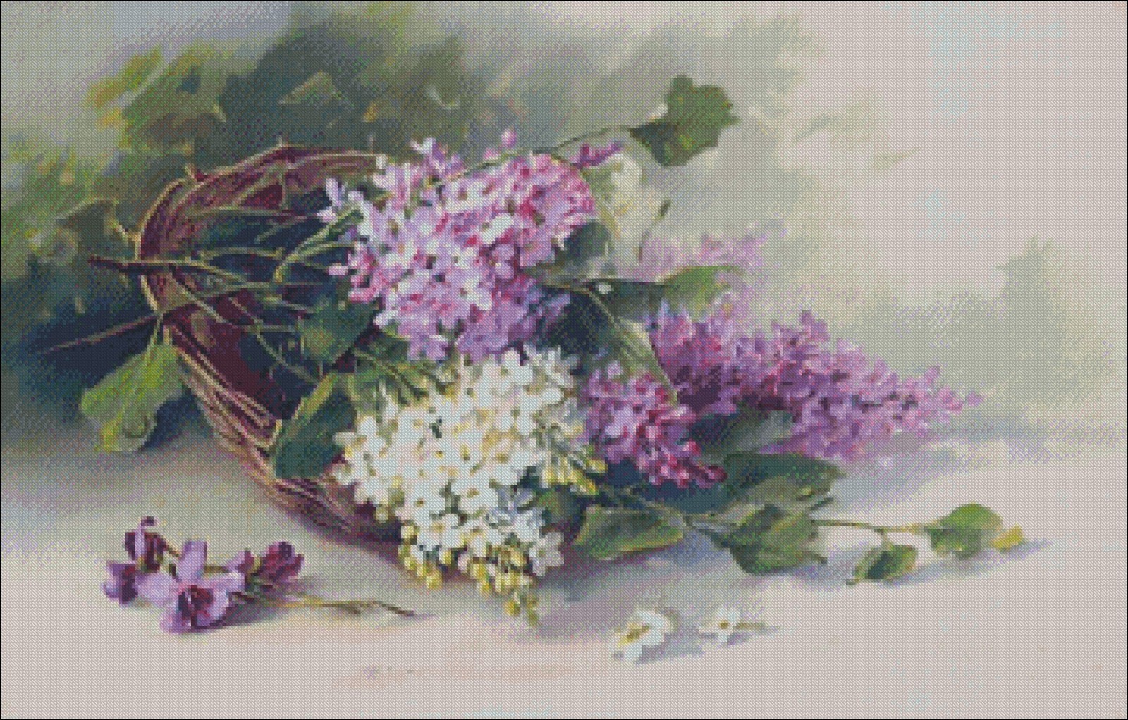 Chart Needlework - Counted Cross Stitch Patterns - Lilac Basket