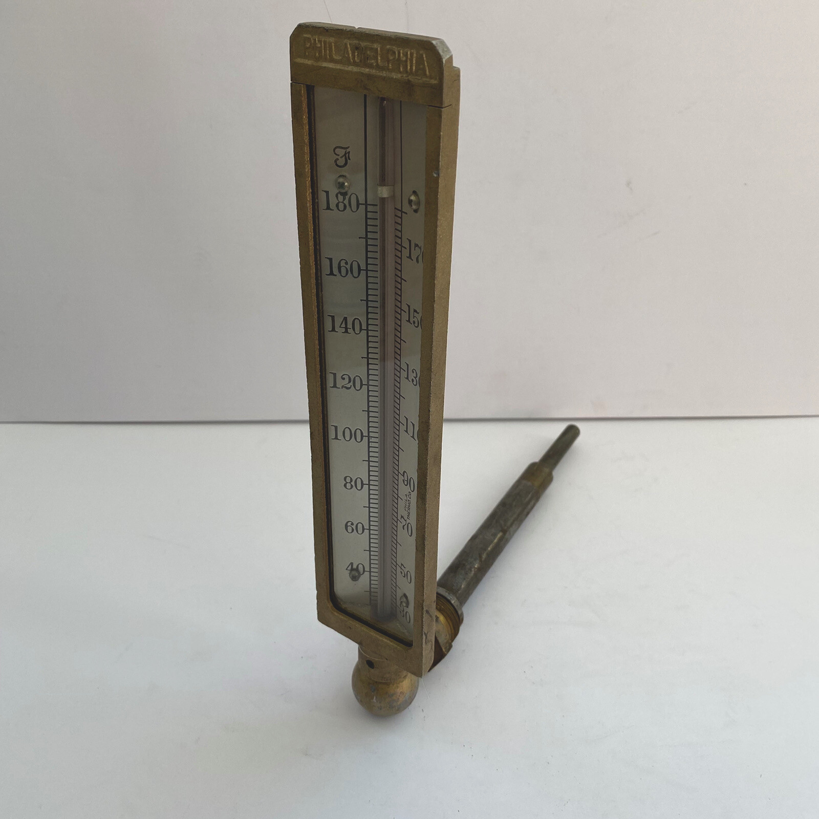 Vintage Philadelphia Phila Thermo Co Brass Steampunk Thermometer Boiler 180