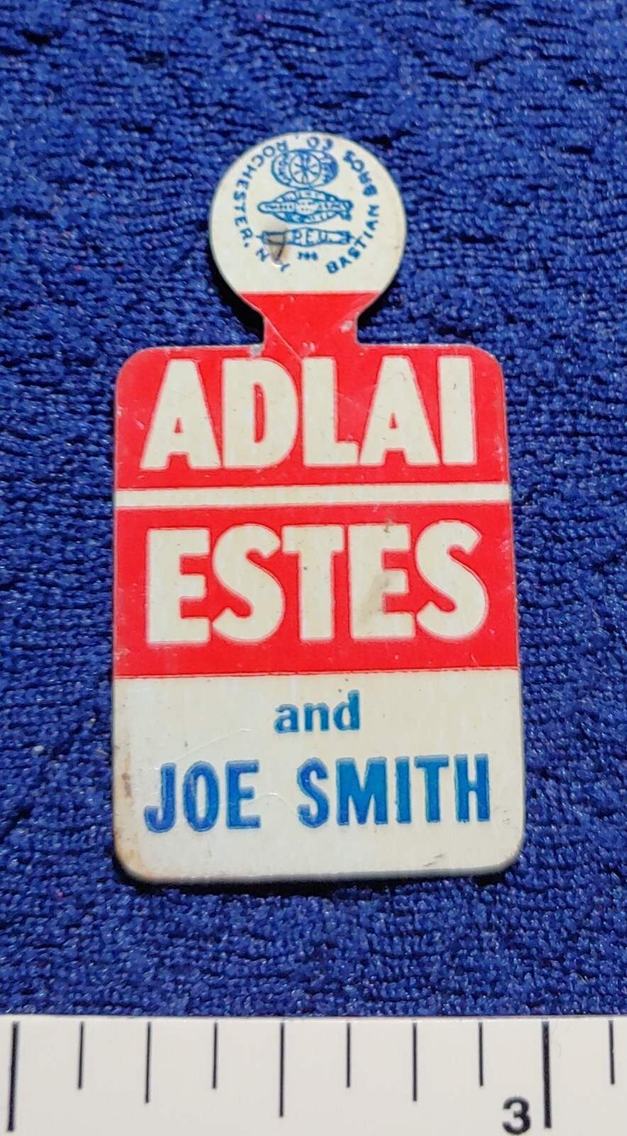 ADLAI STEVENSON ESTES KEFAUVER JOE SMITH DEMOCRAT ANTI-NIXON POLITICAL METAL TAB