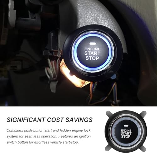 Car Push Engine Start Button Kit, Anti-Thief Auto Alarm System Smart RFID Push