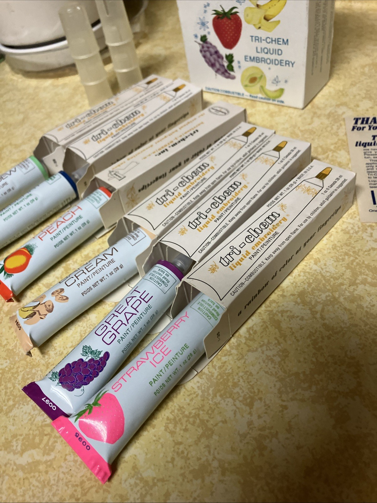 Tri-Chem Liquid Embroidery 6 Colors Tubes Paint, Tutti Frutti 0833 Set.