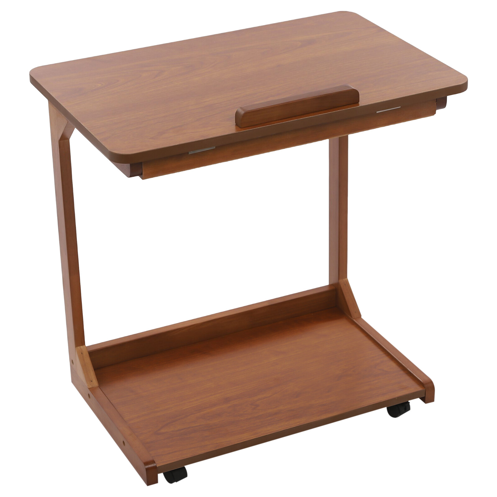 Modern C Shaped Table C Table with 4-Wheels Couch Table C-Shaped End Table Home