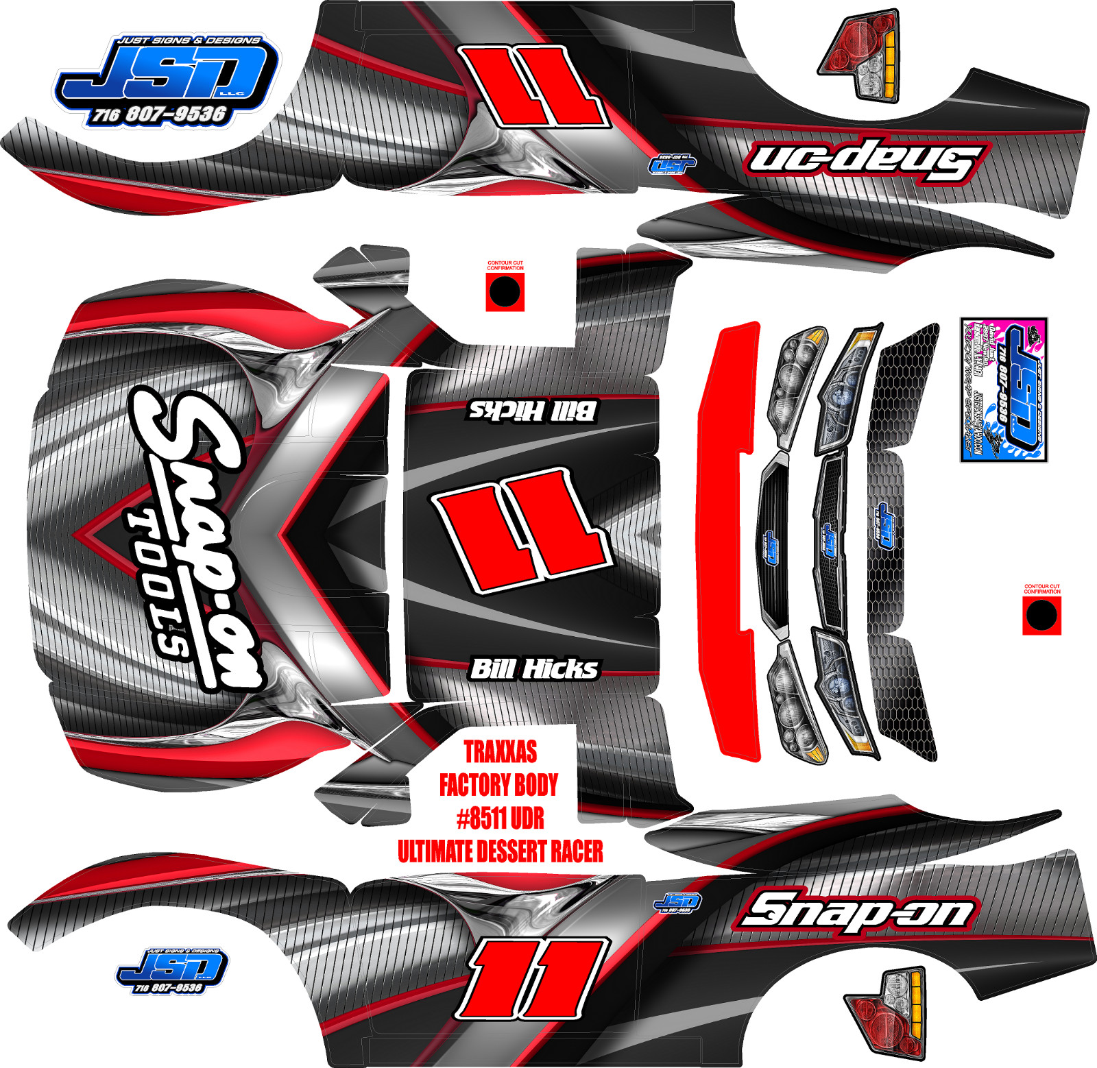 TRAXXAS UDR ULTIMATE DESERT RACER TROPHY TRUCK RED SO Theme wrap decals stickers