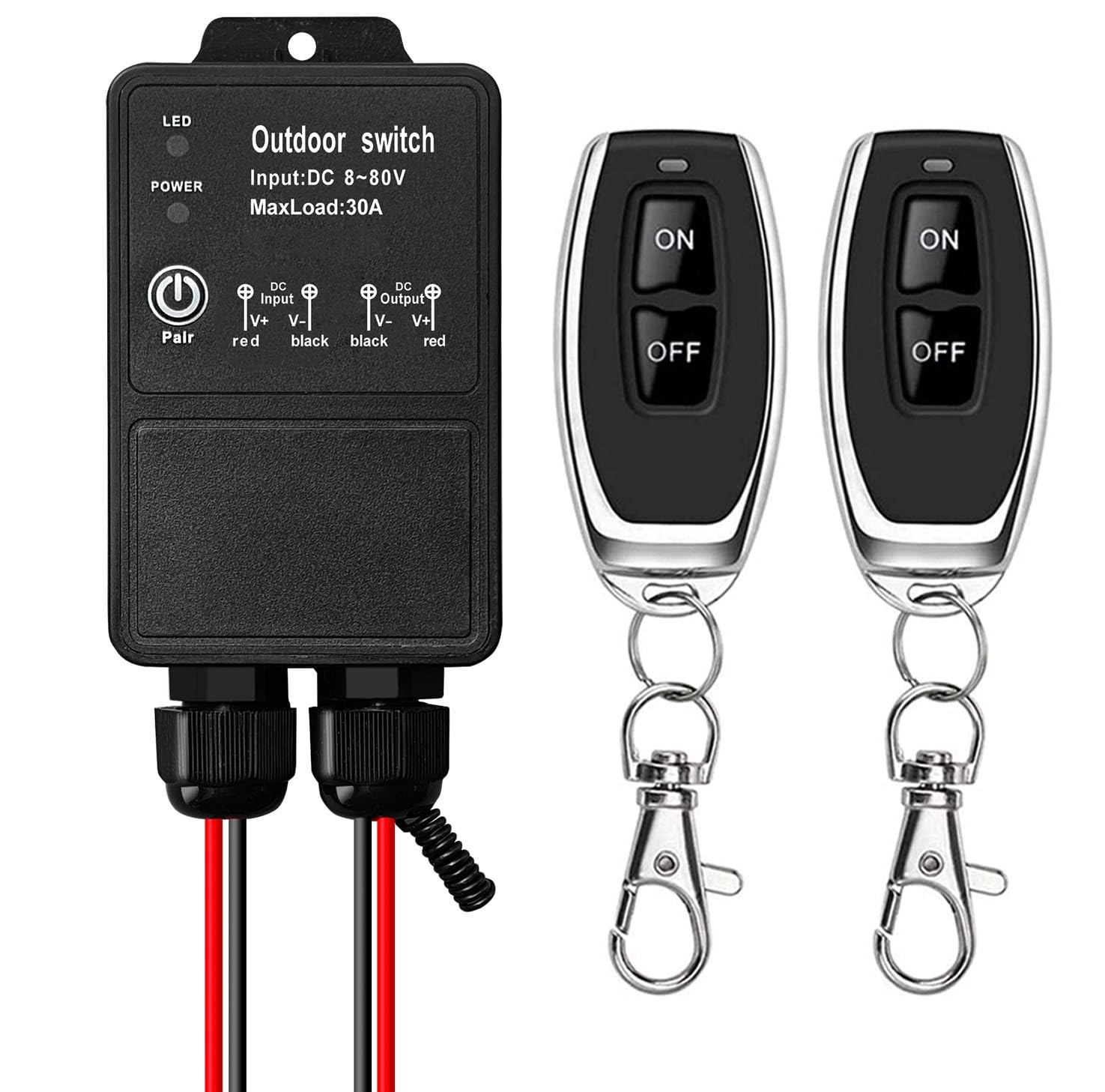 DieseRC Waterproof 12V Wireless Remote Control Switch DC 8V-80V Heavy-Duty 30...