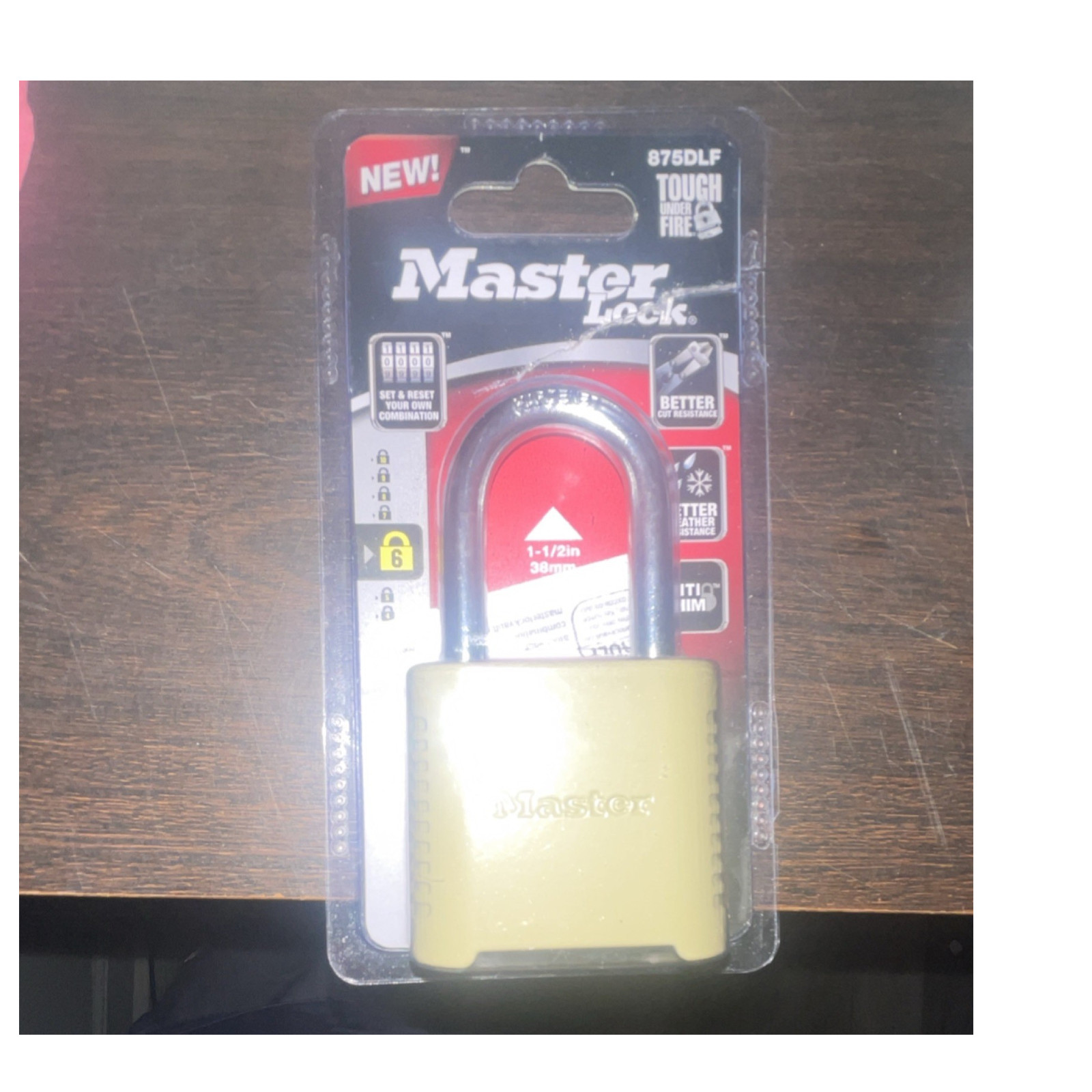 Master Lock 875DLF Resettable Combination Padlock Brass Steel 1-1/2in