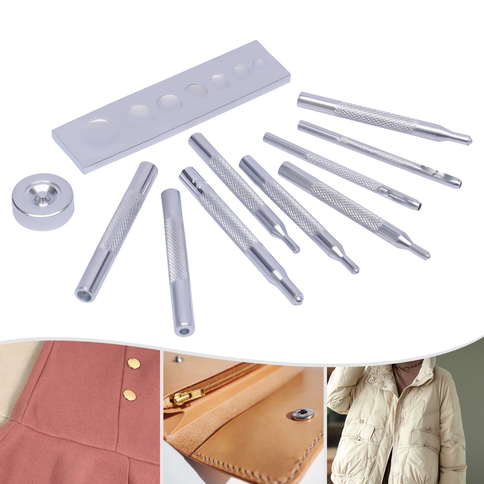 Craft Tool Die Punch Snap Kit Rivet Setter with Base for Punch Hole & Button.