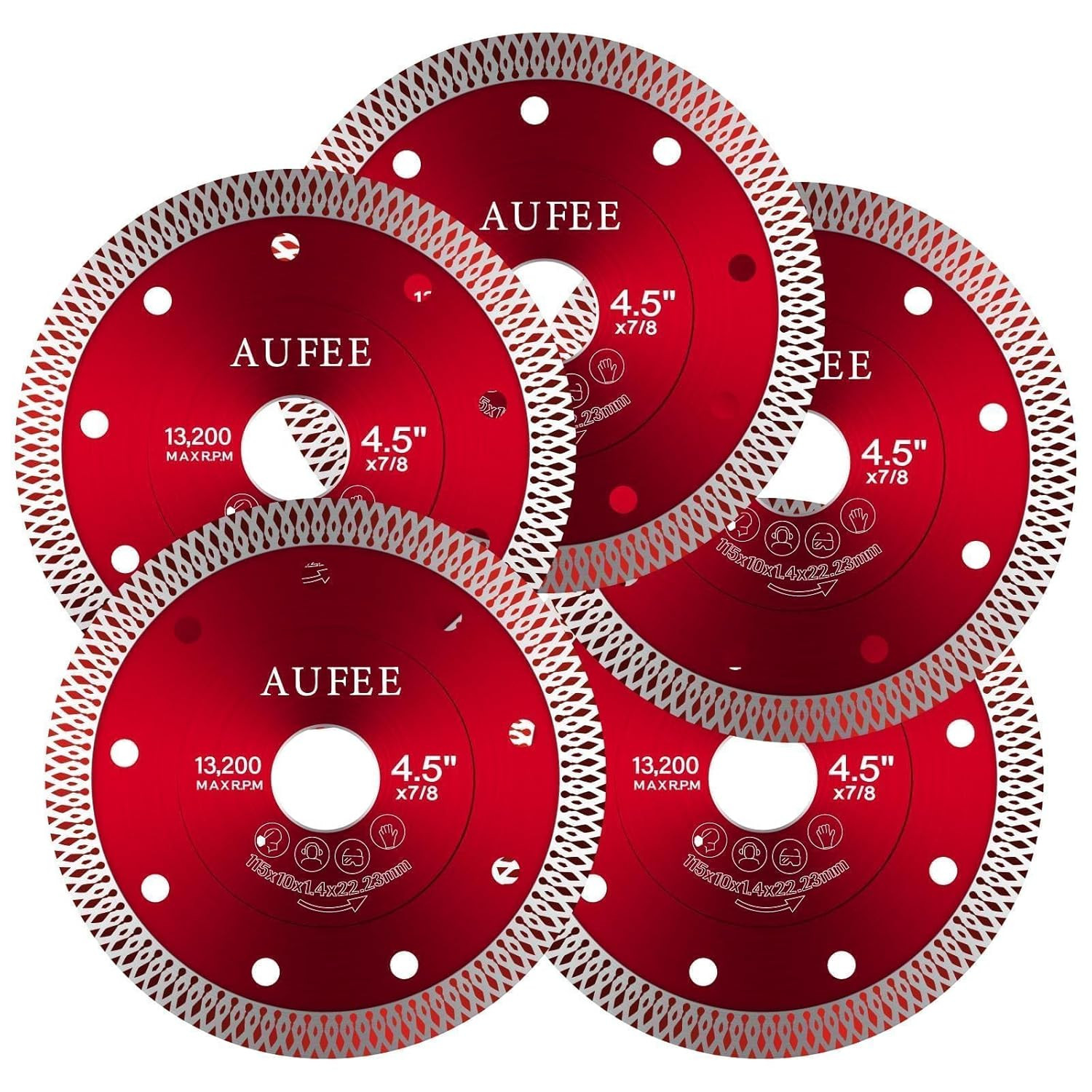 5 Pcs 4 1/2 inch Ultra-Thin Tile Cutter Diamond Saw Blades, Glass Grinding & ...