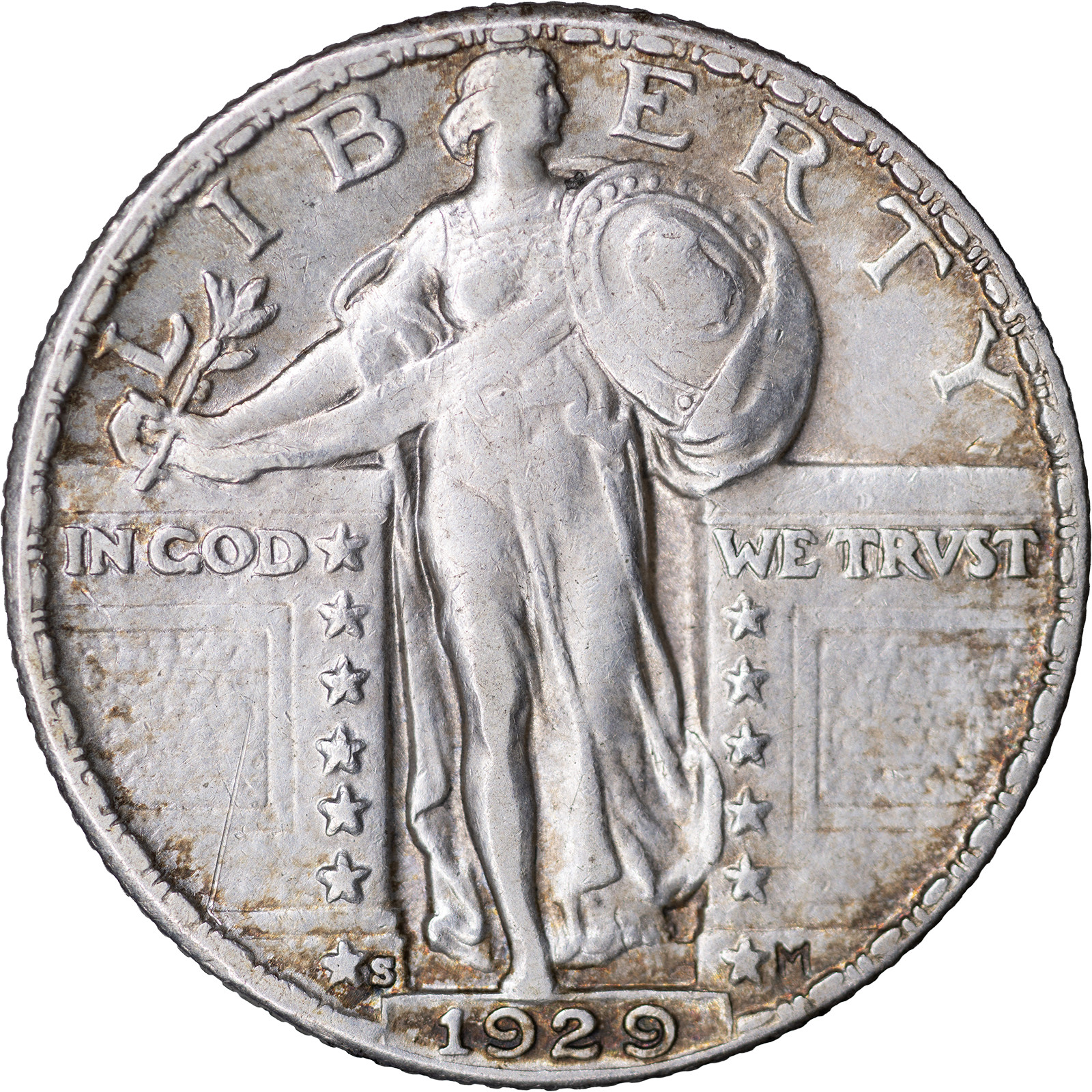 1929 S 25c Standing Liberty Quarter  ~ AU