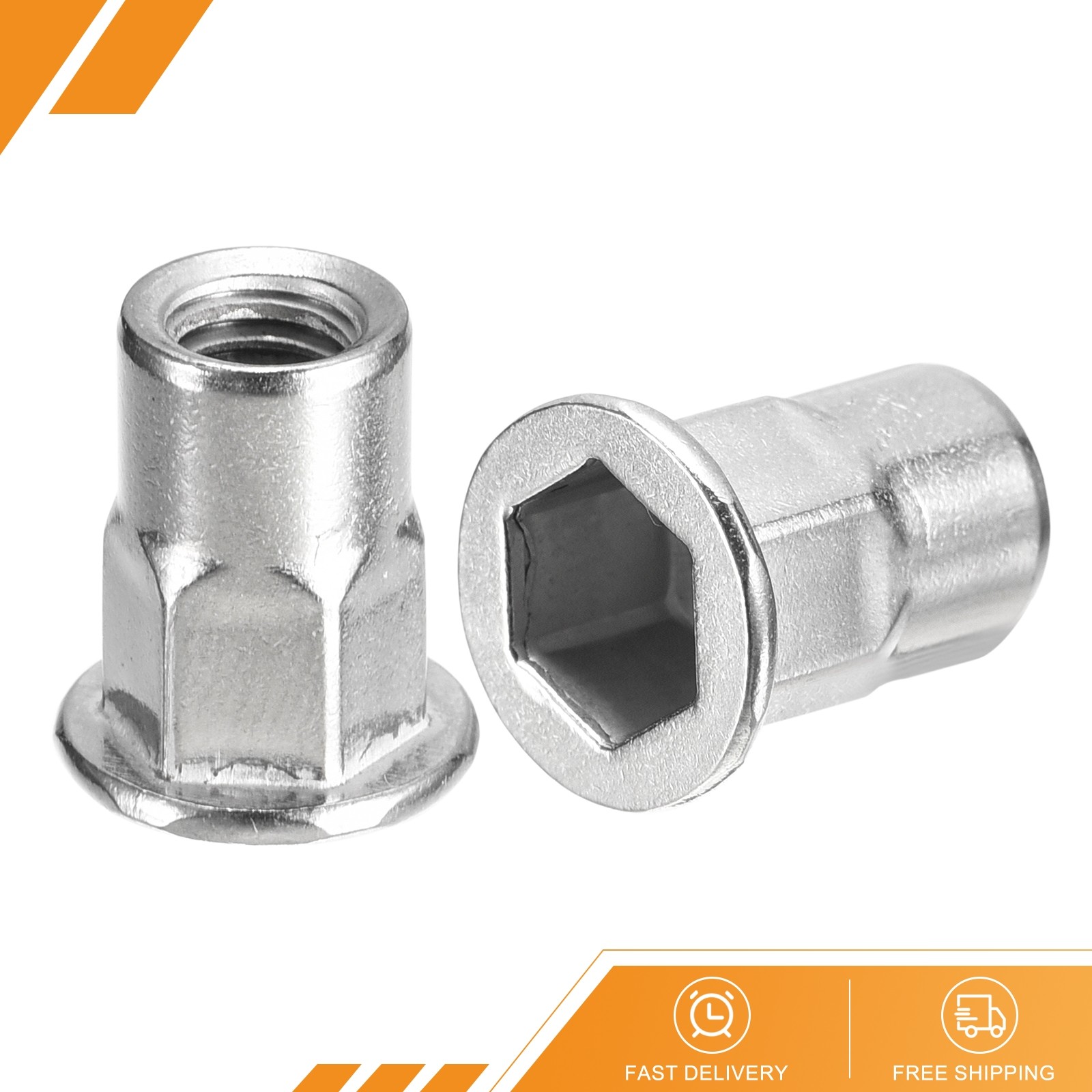 60pack M6 Half Hex Body Rivet Nuts 304 Stainless Steel Threaded Insert Nuts