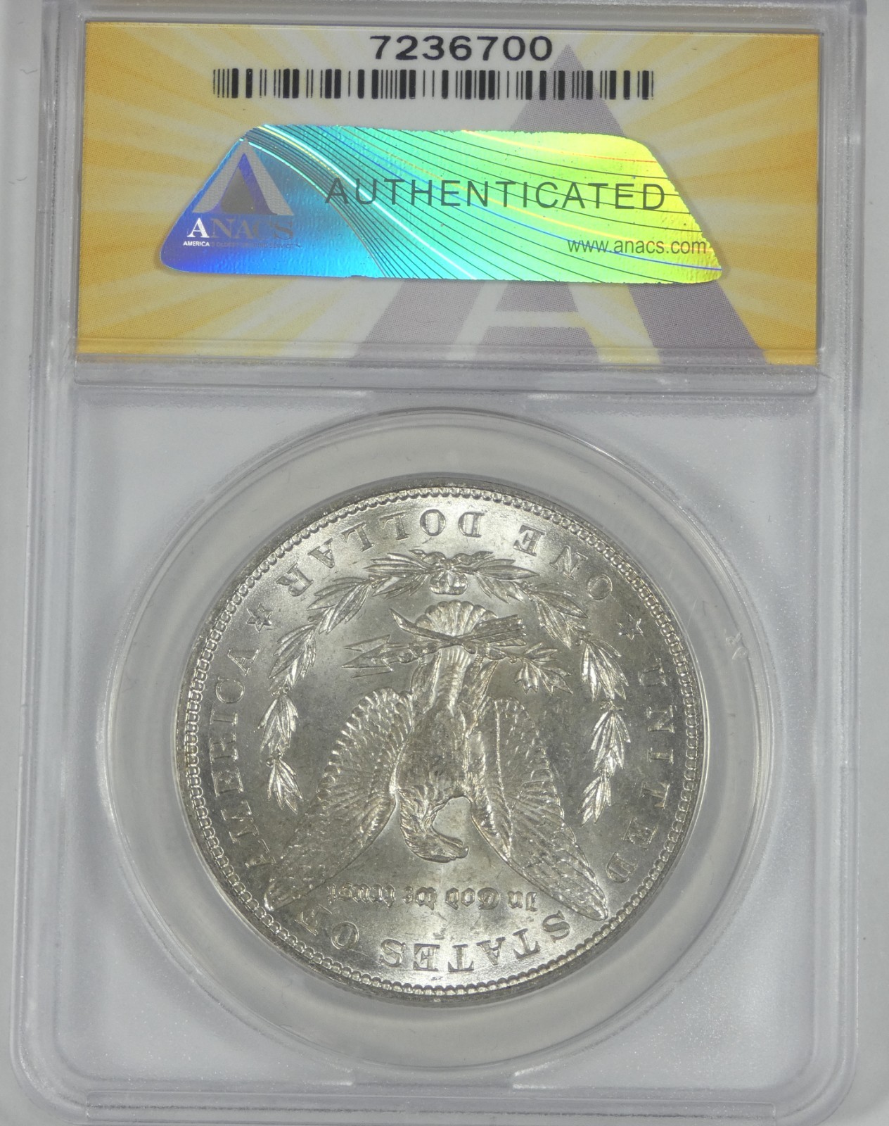1887 Morgan Dollar CERTIFIED ANACS MS 63 Silver Dollar
