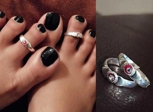 Kundan Silver Plated Brass Toe Ring for Women & Girls