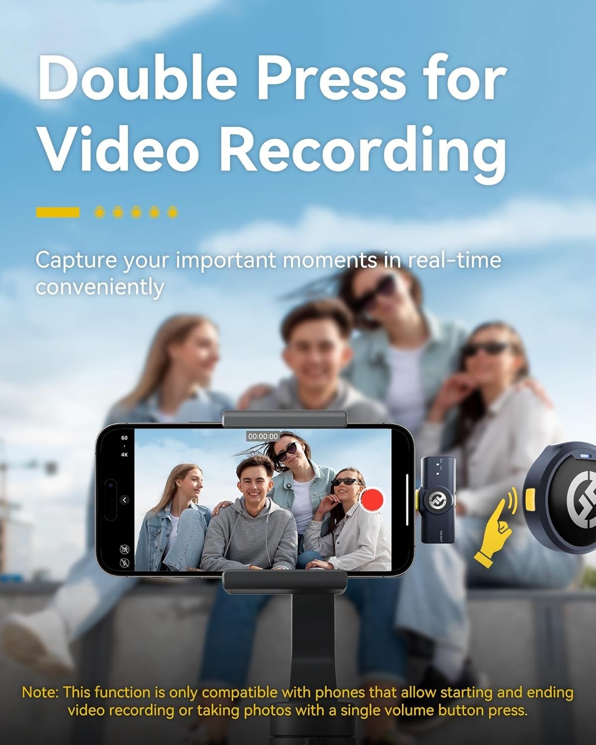 Omnidirectional Mini Wireless Microphone with Rechargeable Battery for Video