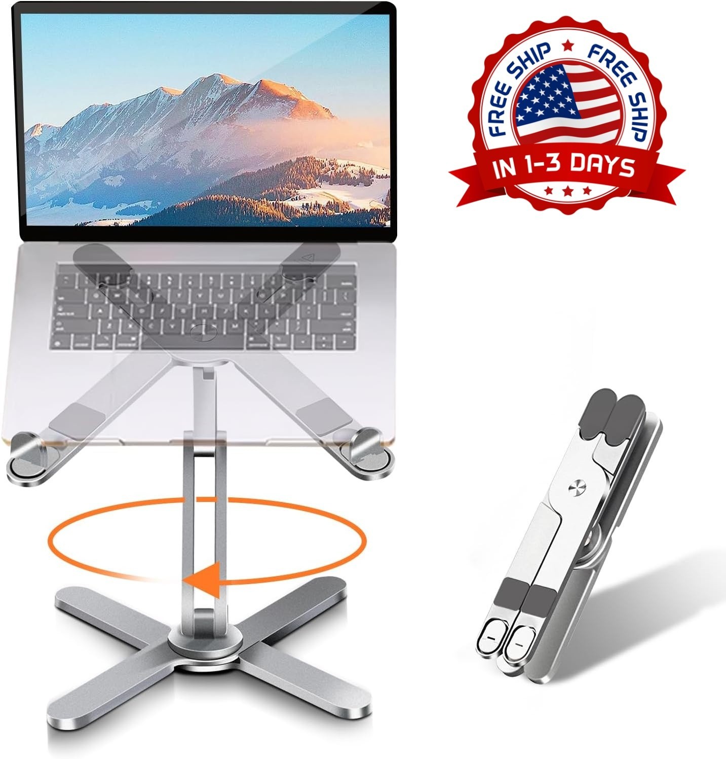 Soporte para portátil con base giratoria de 360 ​​grados, fácil almacenamiento