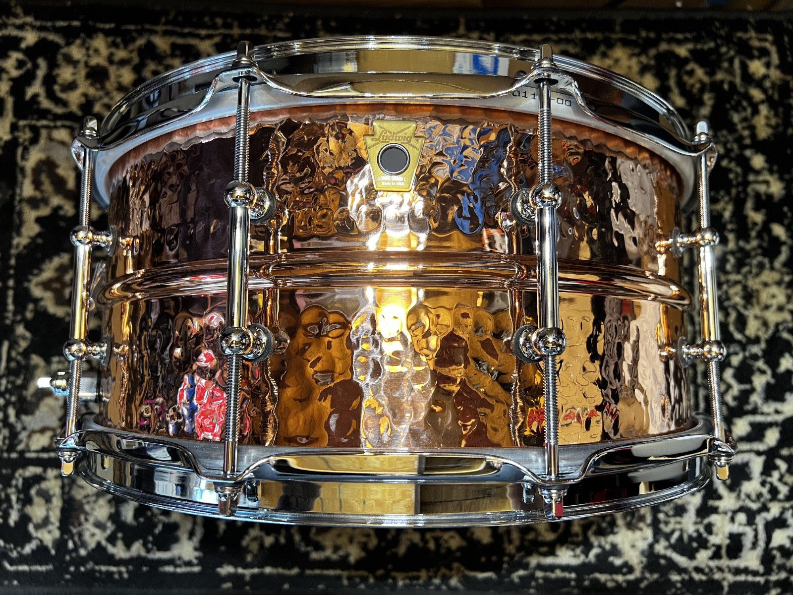 Ludwig LC662KT Hammered Copper Phonic 6.5x14" 10-Lug Snare Drum with Tube Lugs