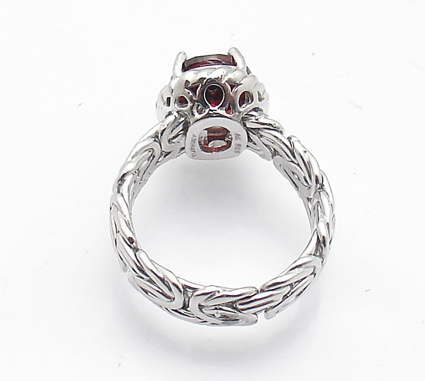 Red Garnet Gemstone Byzantine Ring Real Solid Sterling Silver Size 7 ~ 11 QVC