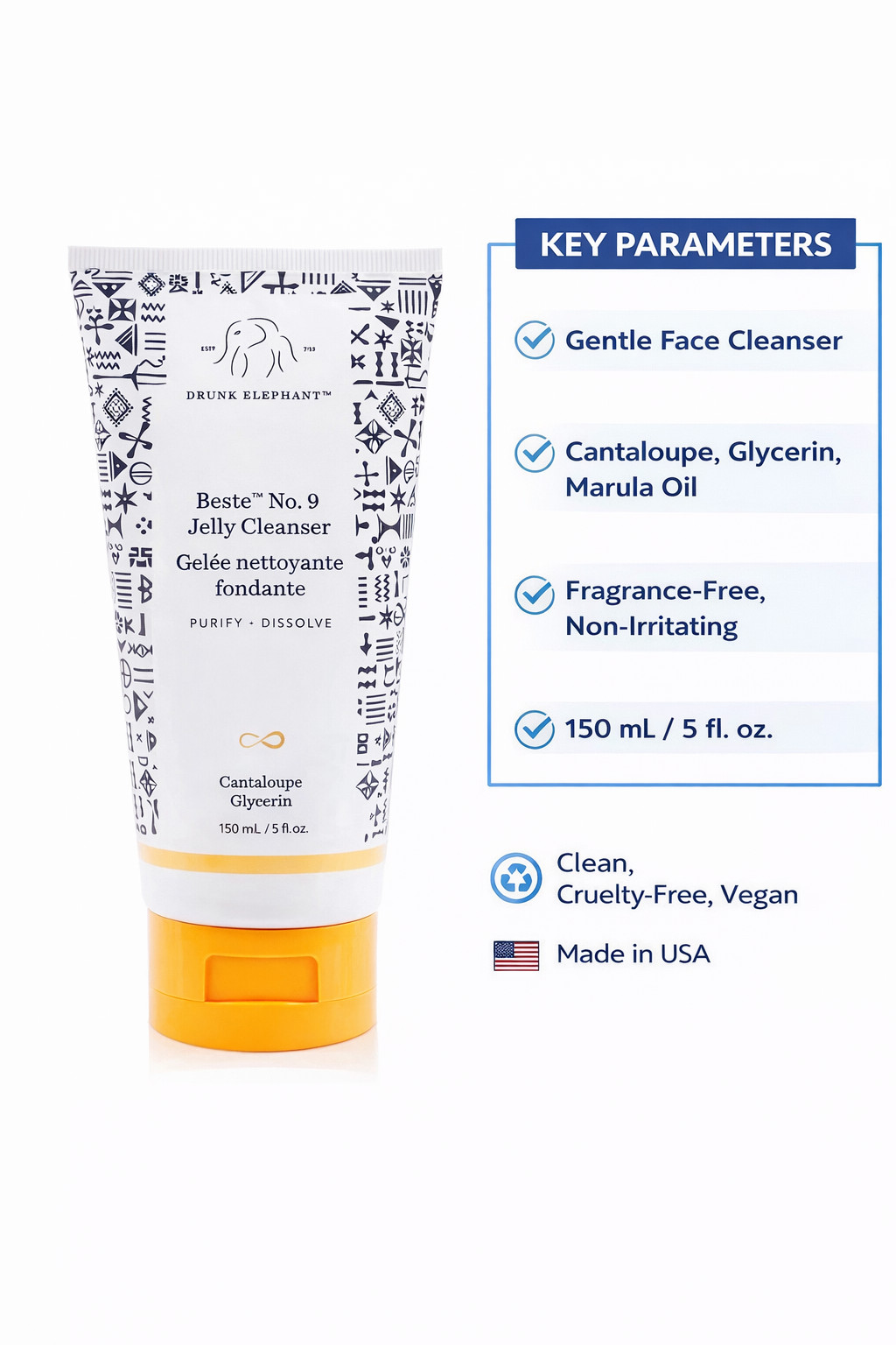 Drunk Elephant Beste No.9 Jelly Cleanser by Drunk Elephant, 5oz  Sealed No Box