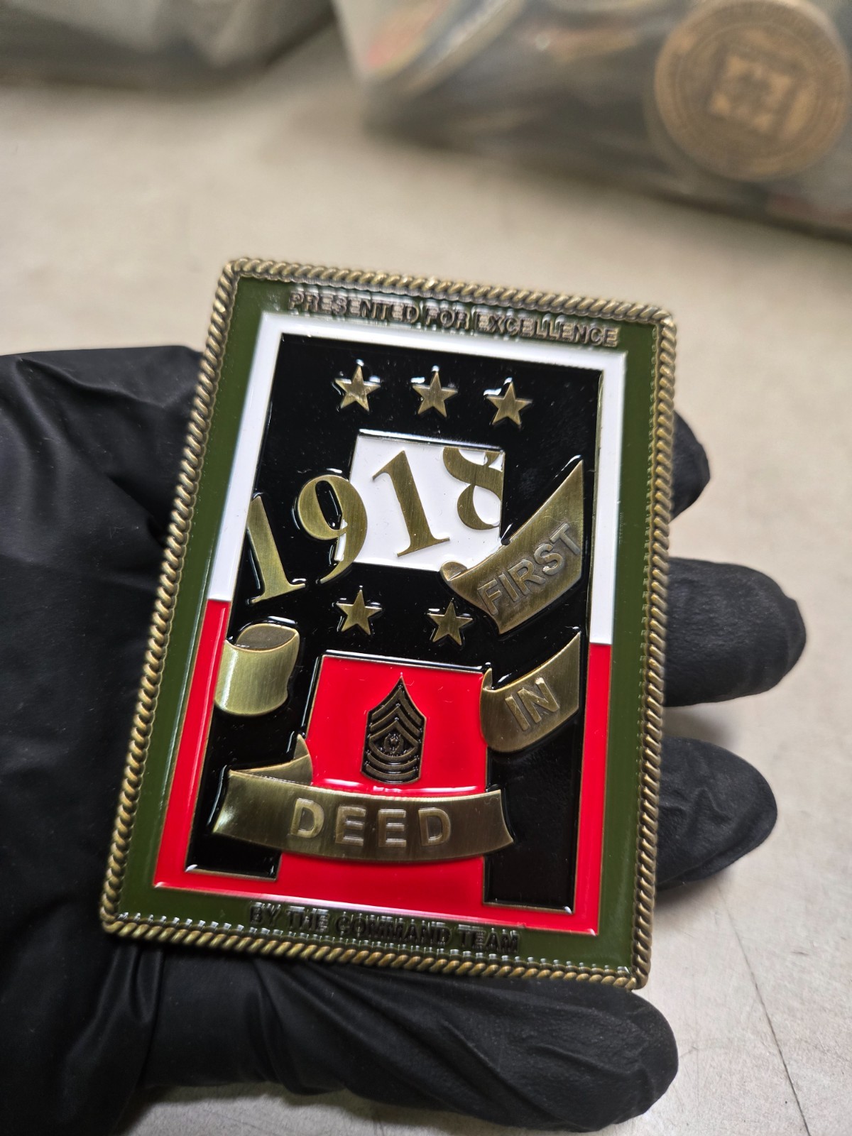 Military Challenge Coin Army Command Team 1918 “First In Deed”