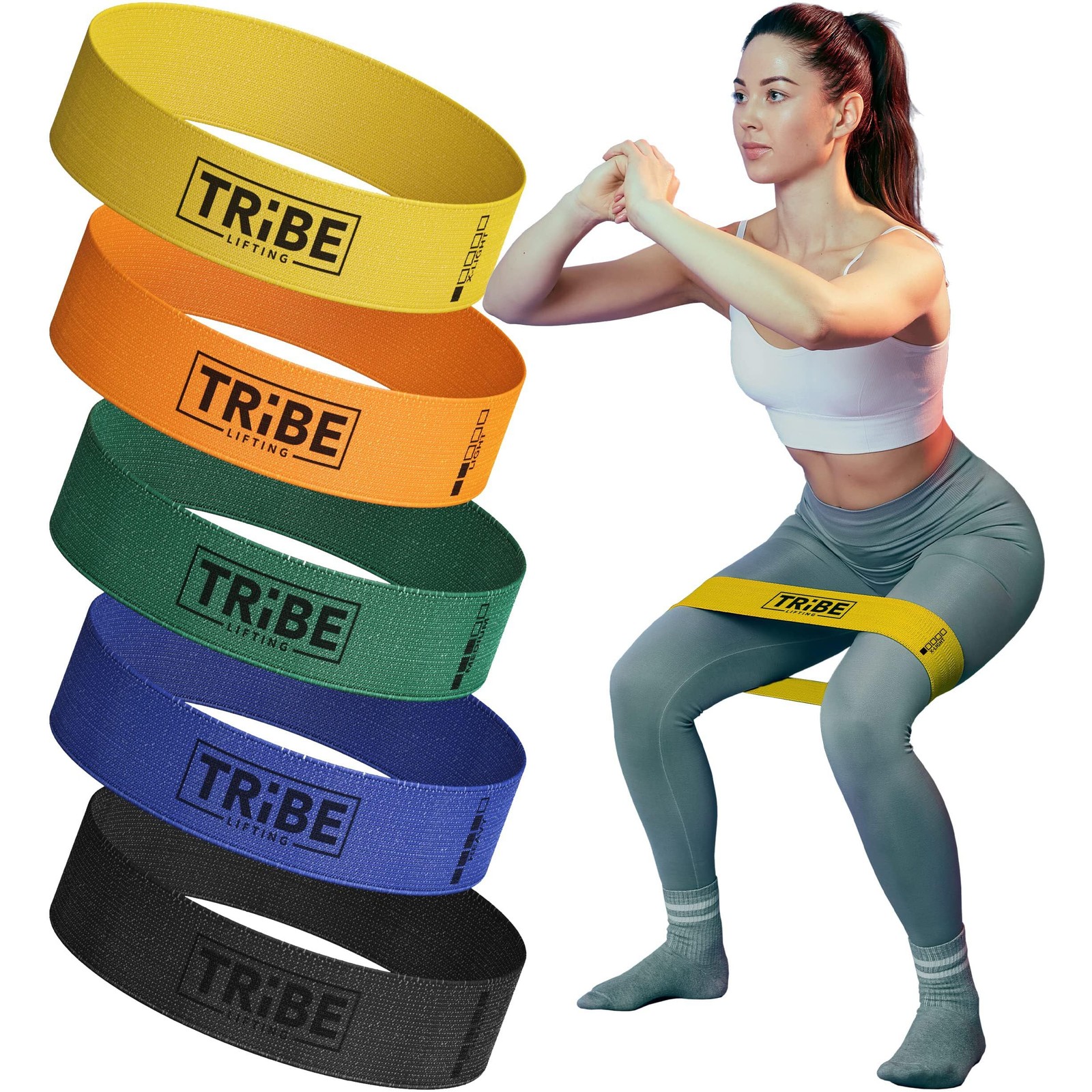 Tribe Lifting 5 Fabric Resistance Bands Set for Glutes