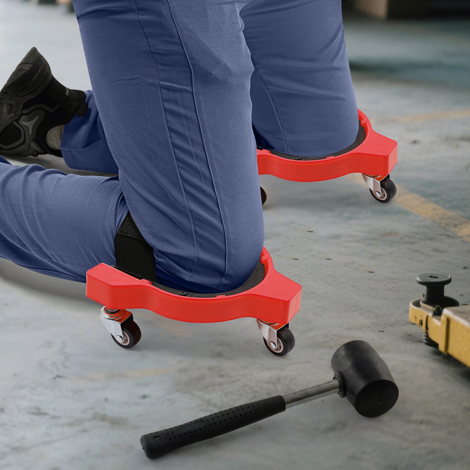 Knee Pads With 3 Wheels Rolling Wheeled Pads Work Construction Easy Flooring