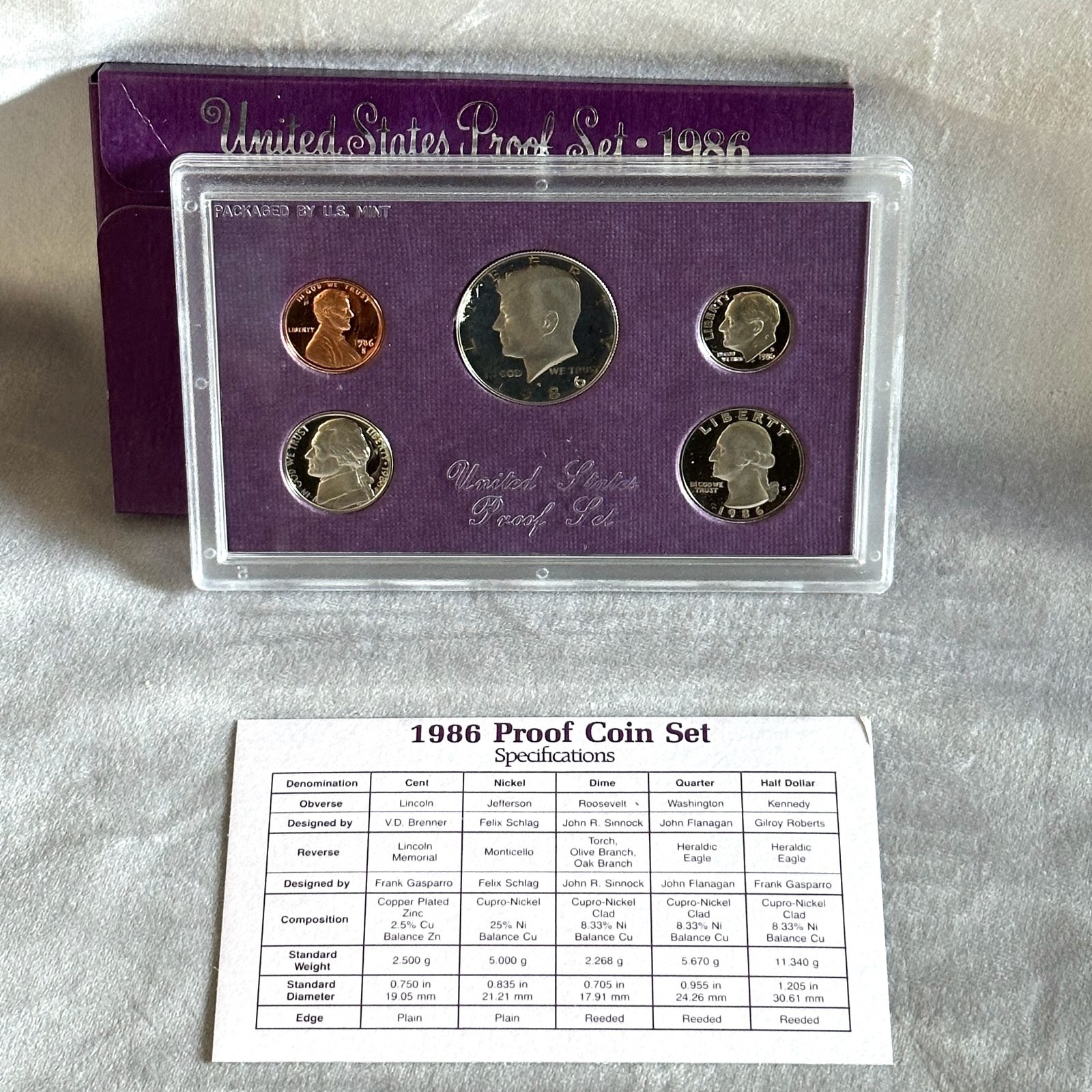 1986-S U.S. Proof Set Clad 6 Coins w/OGP Nice Cameo