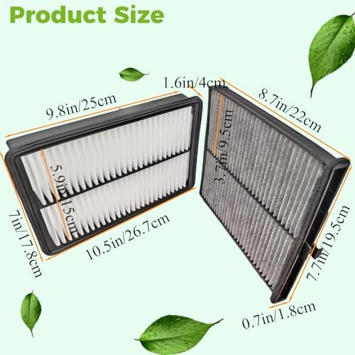 A26280 C38175 Engine and Cabin Air Filter Set Compatible with Mazda 6 2014