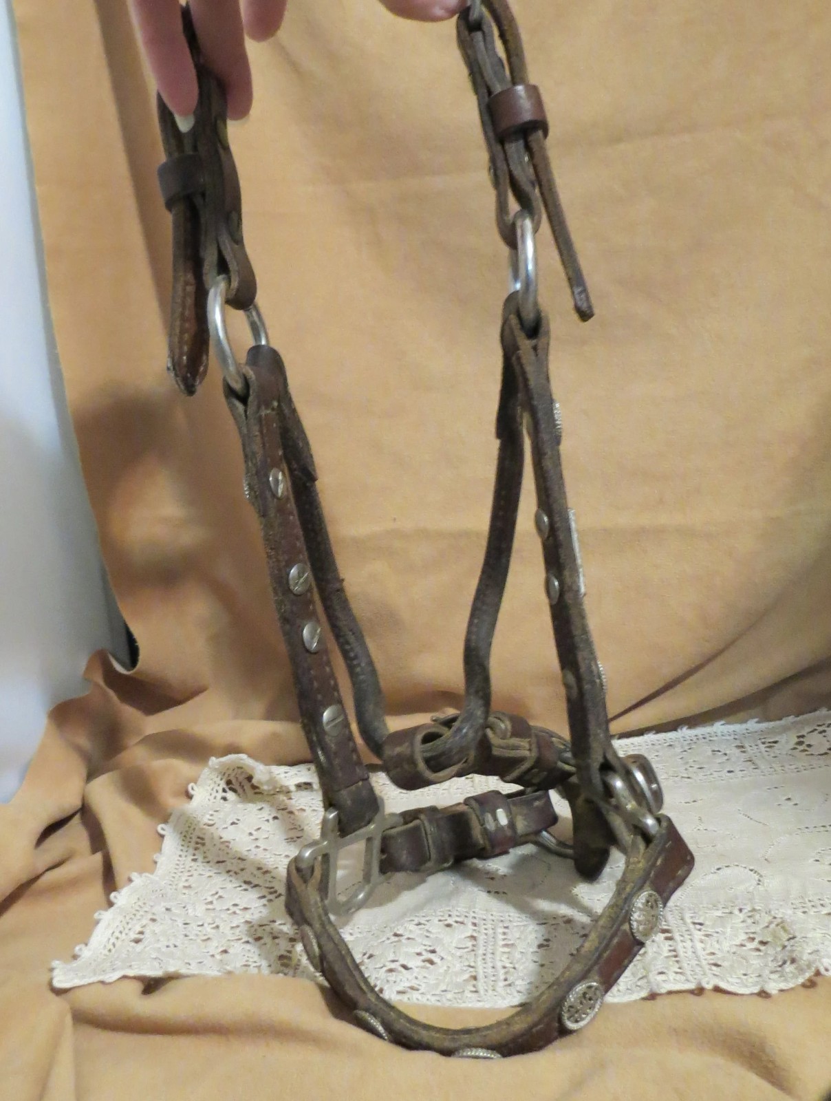 Vintage Leather Western Halter Head Stall Head Collar Horse Tack