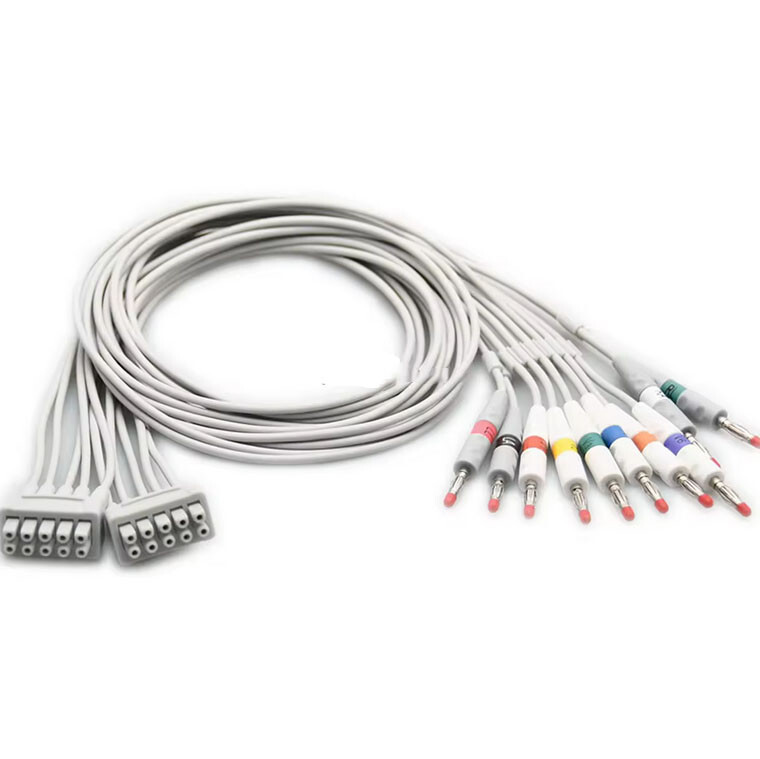 Compatible GE Marquette MAC500/1200 EKG Cable 10 Leadwires Banana 4.0mm