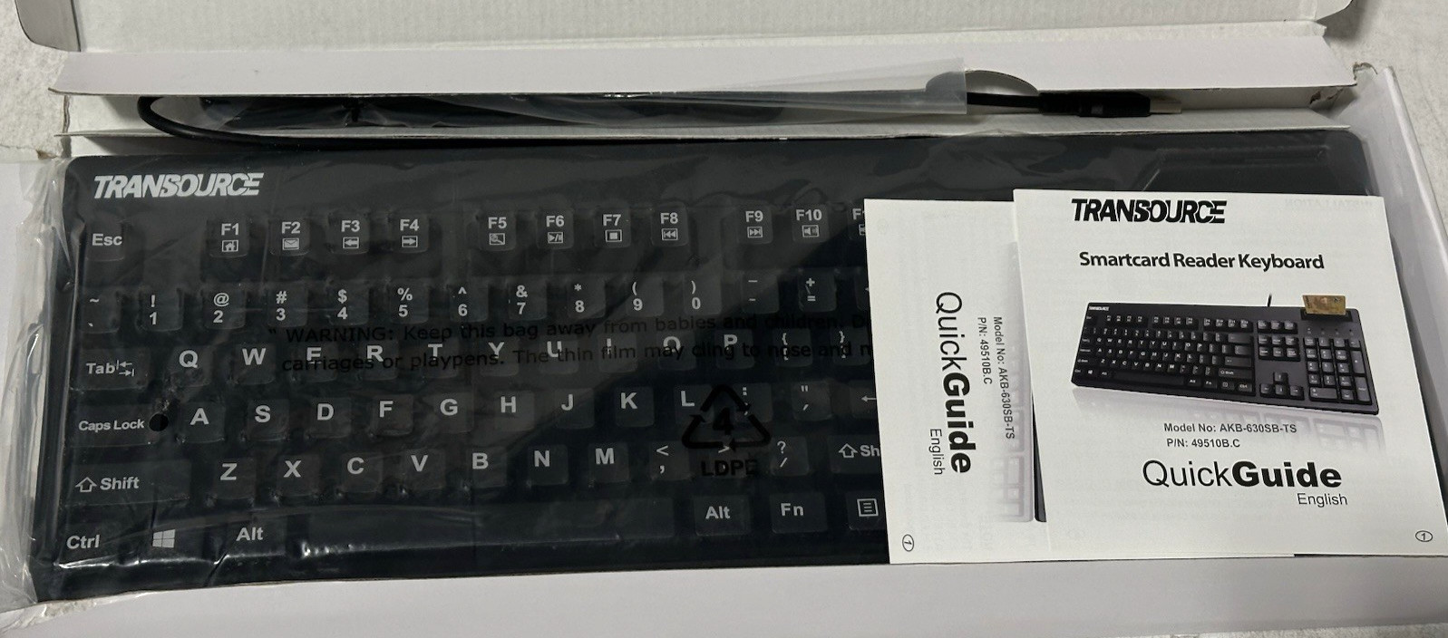 Transource Wired Smartcard Reader Keyboard Model AKB-630SB-TS-Worn Box