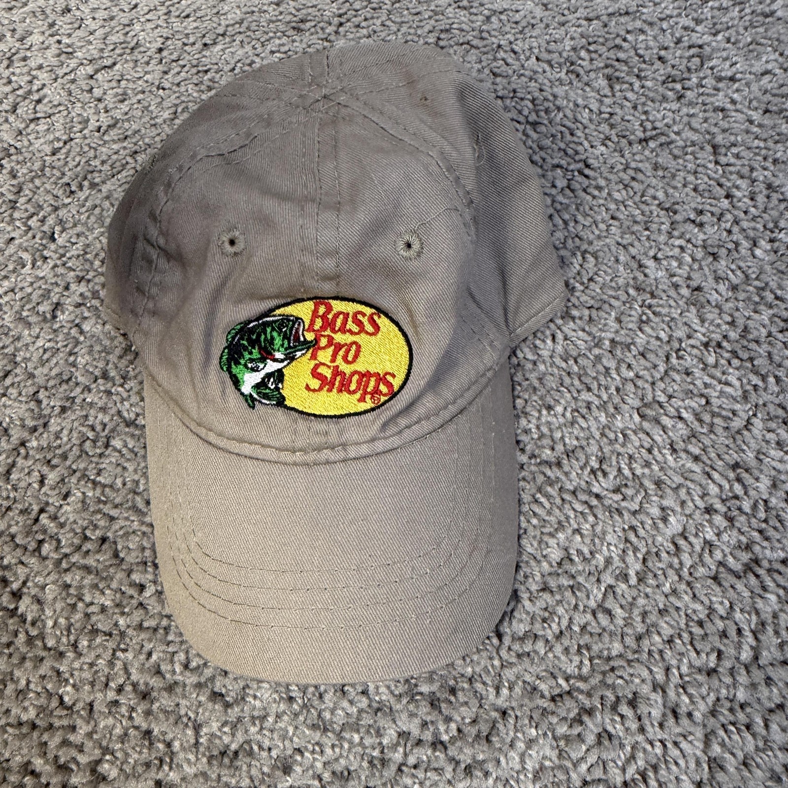 Bass Pro Shops Hat Cap Strap Back Unisex Kids Adjustable Beige Logo Twill