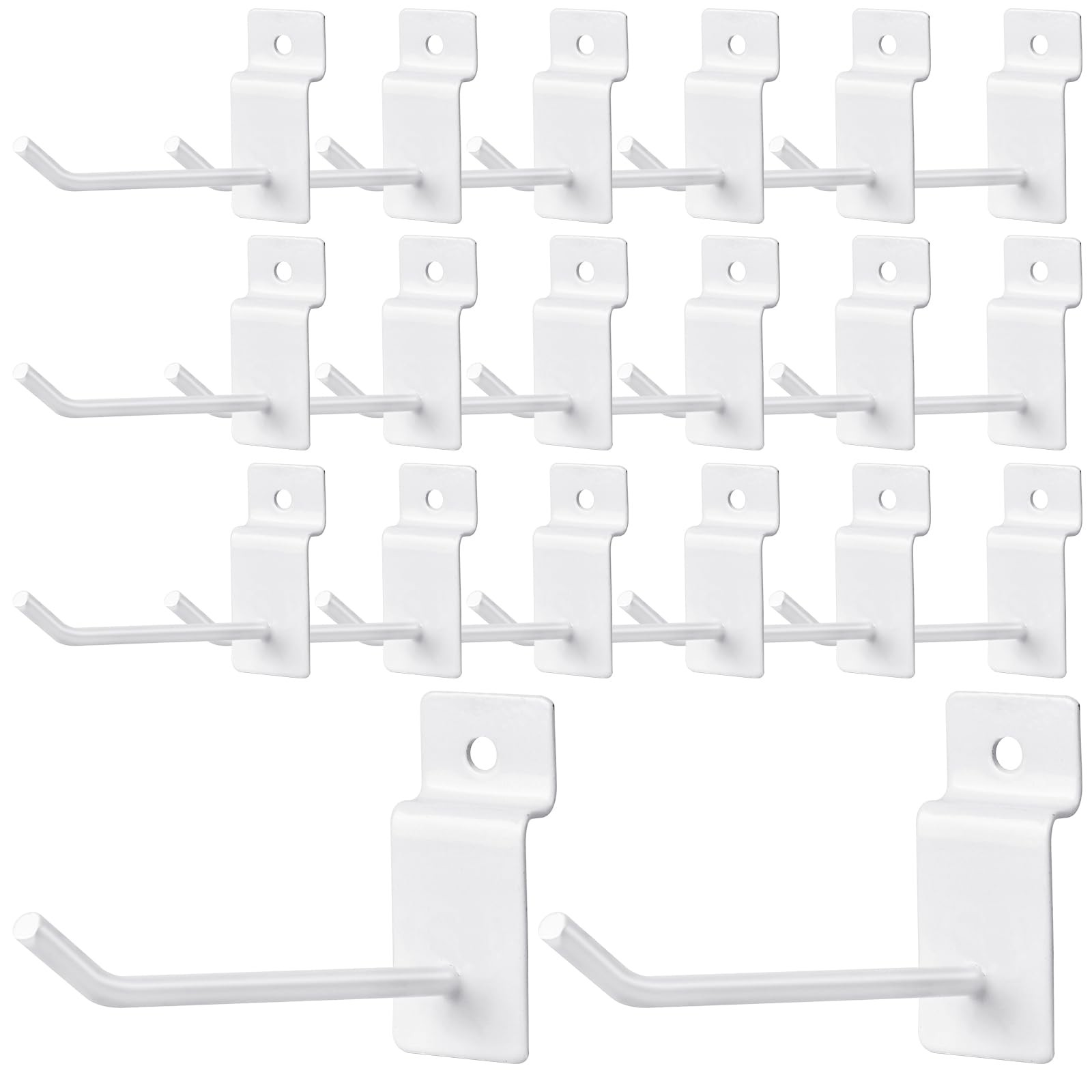 100 PCS 4 Inch White Iron Slat Wall Hanging Hooks Heavy Duty Rust Resistant